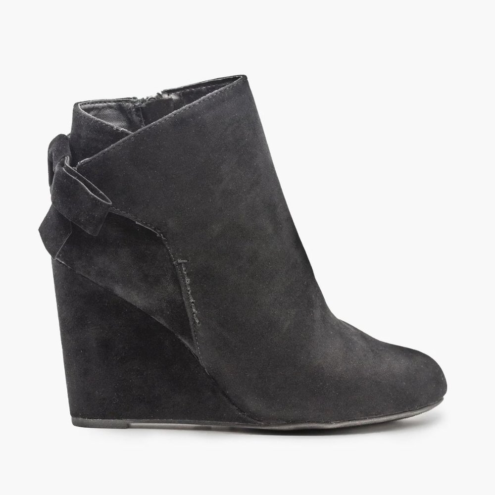 Bamboo Black Bootie Wedges